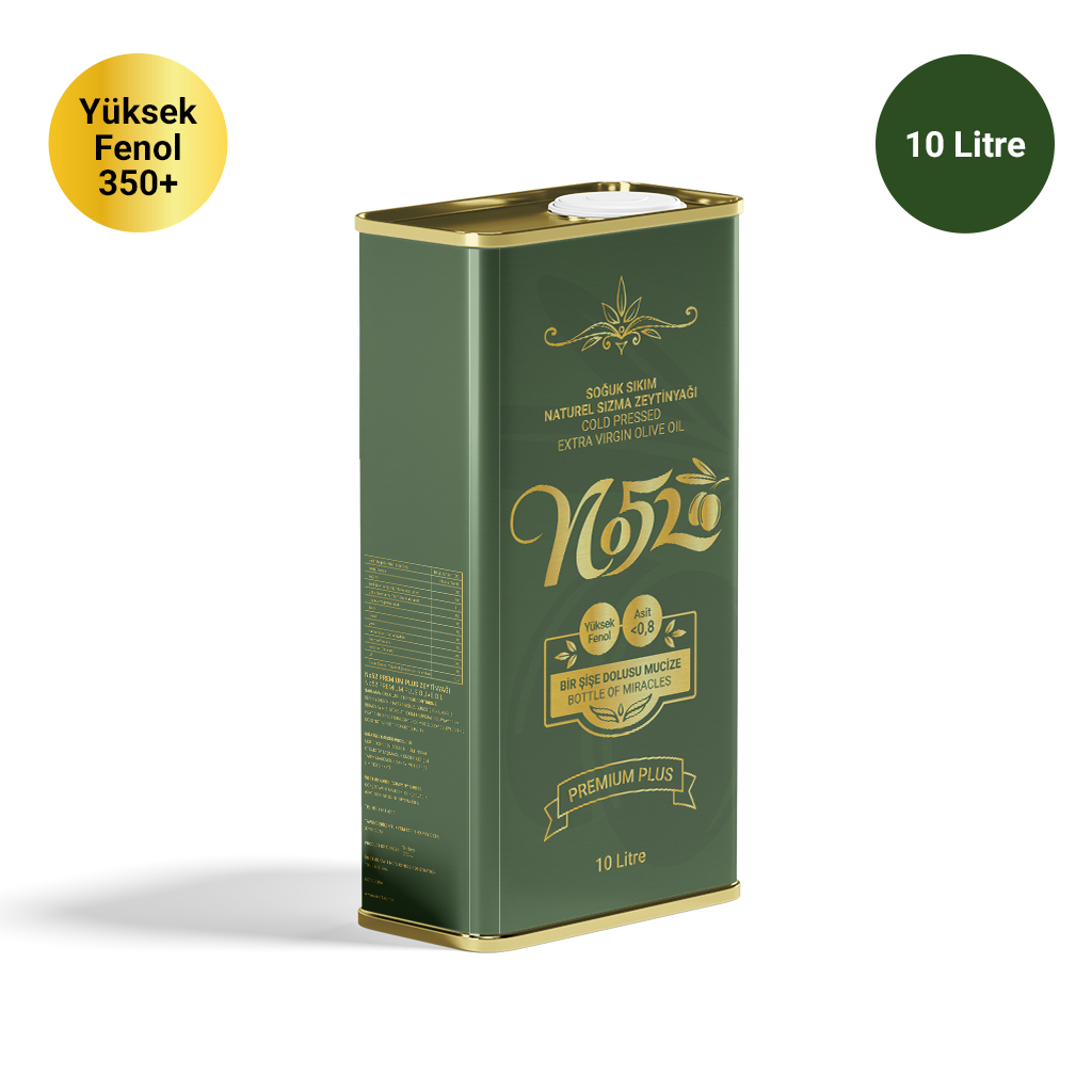 No52 Premium Plus Yüksek Fenol Soğuk Sıkım Naturel Sızma Zeytinyağı 10 Litre